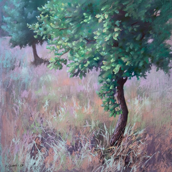 Painting пастелью Деревца