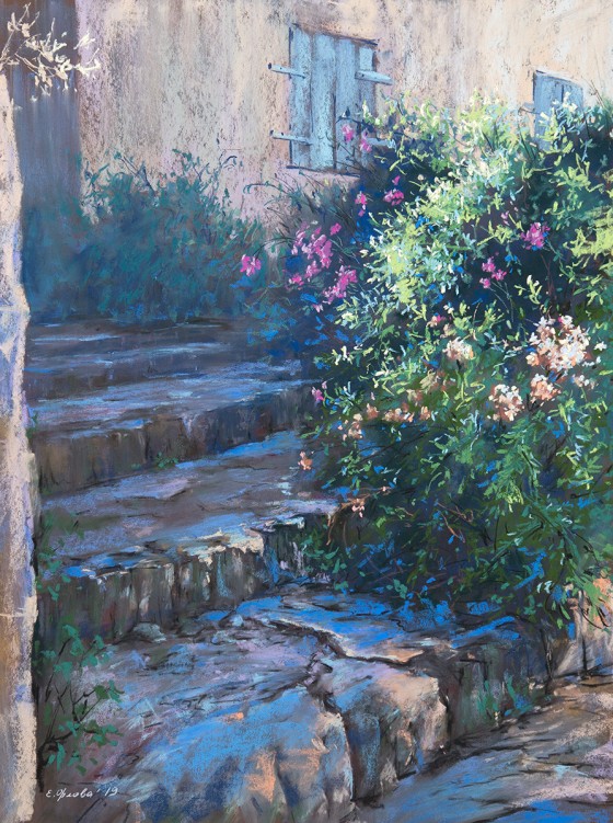 Painting пастелью Старые ступени