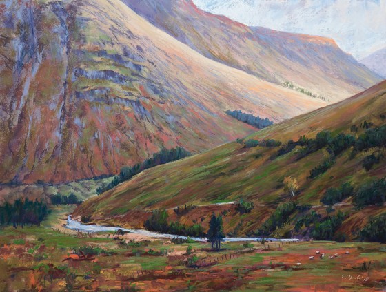 Painting пастелью У подножия гор