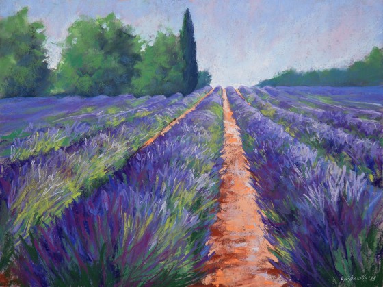 Painting пастелью Лаванда. Прованс