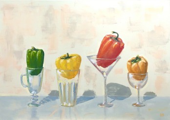 Painting маслом Картина маслом «Перцы в стаканах»