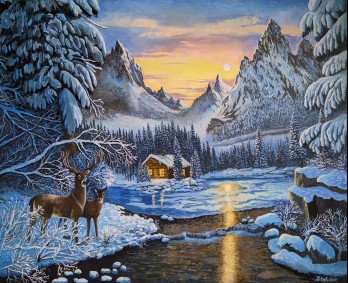 Painting маслом Зимняя страна
