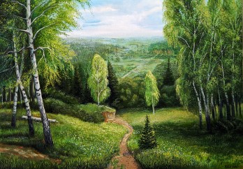 Painting маслом Березы