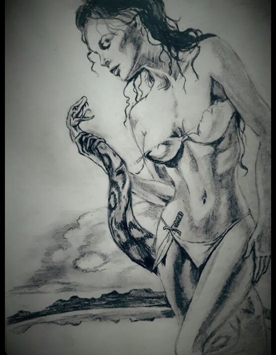 Painting карандашом Девушка 