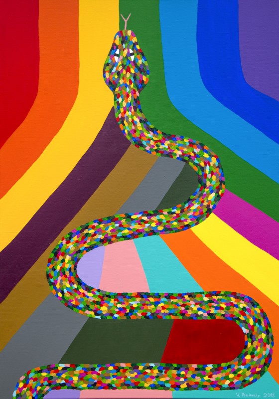 Painting акрилом В потоке вибраций