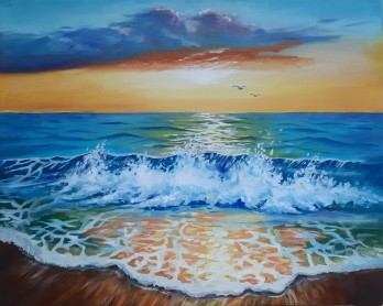 Painting маслом Рассвет на море 