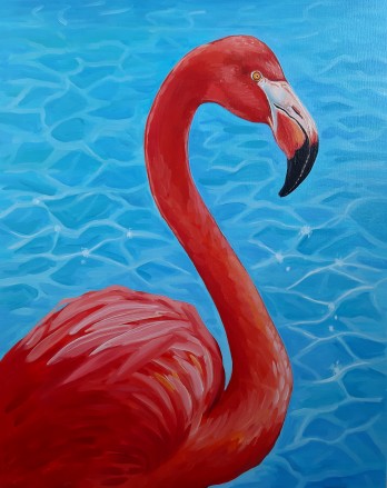Painting маслом Фламинго