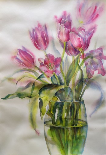 Painting акварелью Картина акварелью "тюльпаны"