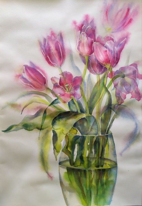 Painting акварелью Картина акварелью "тюльпаны"