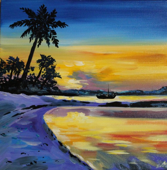 Painting маслом Тропический закат