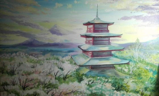 Painting маслом Япония. Рассвет