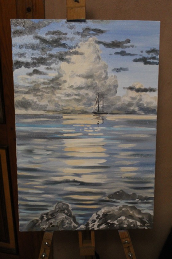 Painting маслом Море и облака