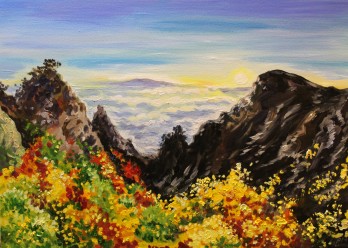 Painting маслом Горы. Пейзаж