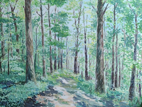 Painting маслом Солнечный лес