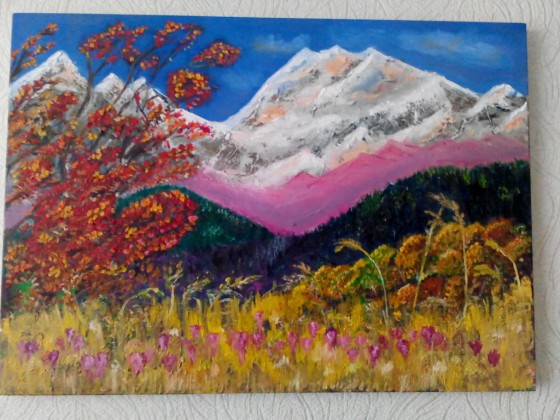 Painting маслом Осень в Карпатах