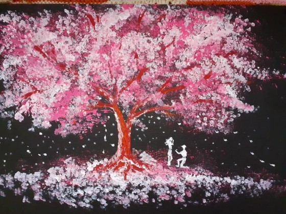 Painting акрилом Под деревом