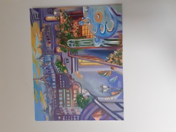 Painting акварелью Місто  Париж Віддалений від центру