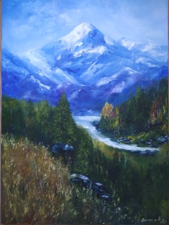 Painting маслом Горный пейзаж