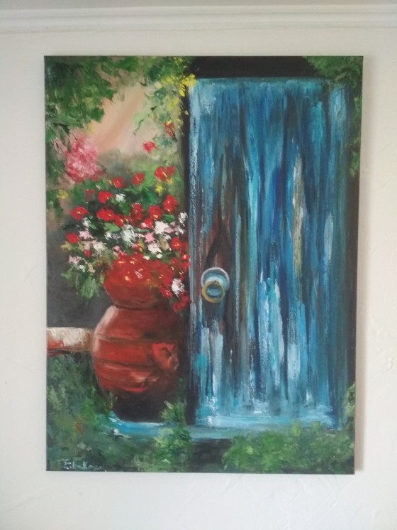 Painting маслом Средиземноморский дворик 