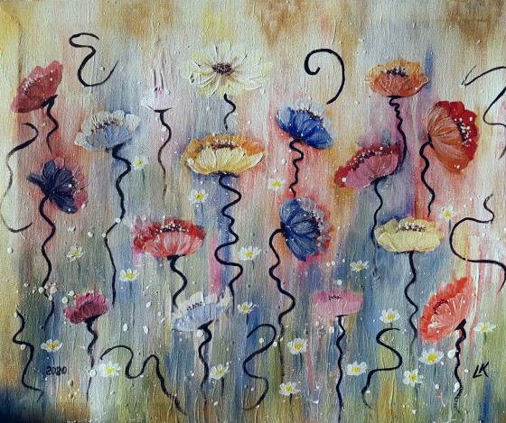 Painting акрилом Цветочная поляна