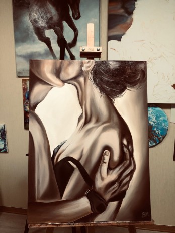 Painting маслом couple, love, passion