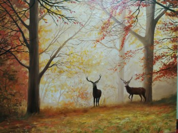 Painting маслом Олені в лісі