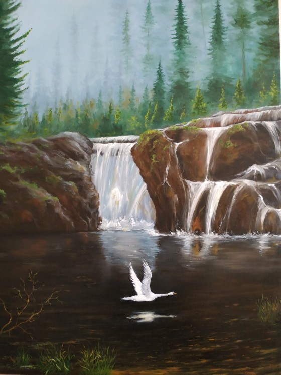 Painting маслом Лебідь