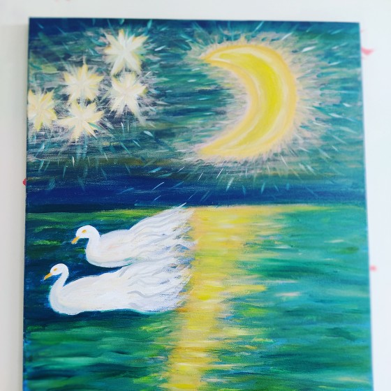 Painting маслом Луна ближе чем нам кажется.