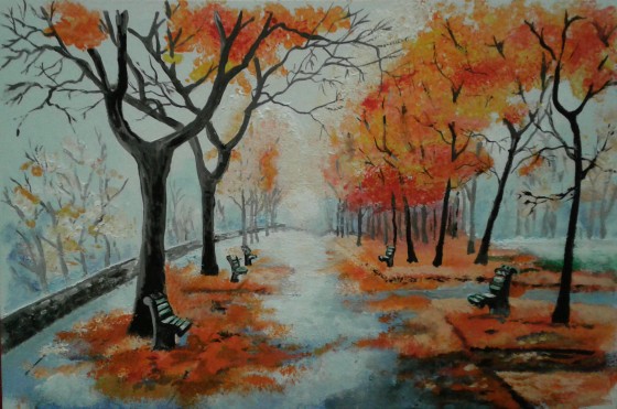 Painting акрилом Багрянцевая осень