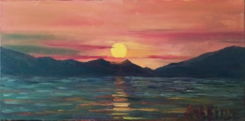 Painting маслом Закат над морем