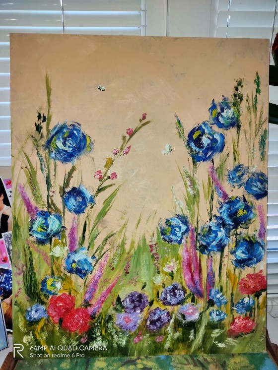 Painting маслом Поле с цветами