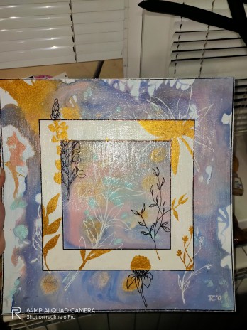 Painting акрилом Fluid art с цветами