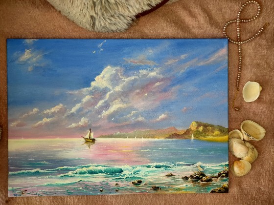 Painting маслом Утро на море