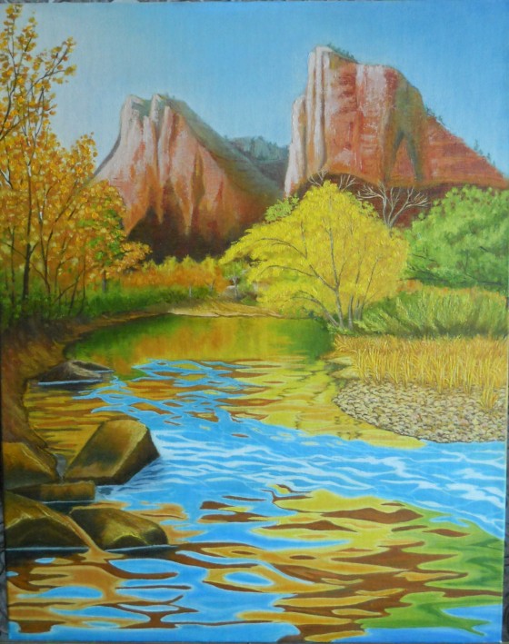 Painting маслом Осень в горах