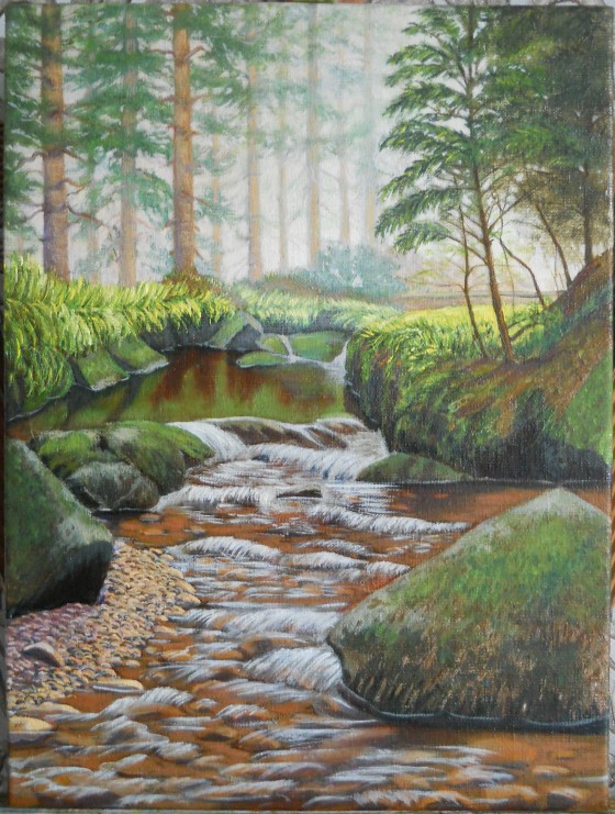 Painting маслом Лесной ручей