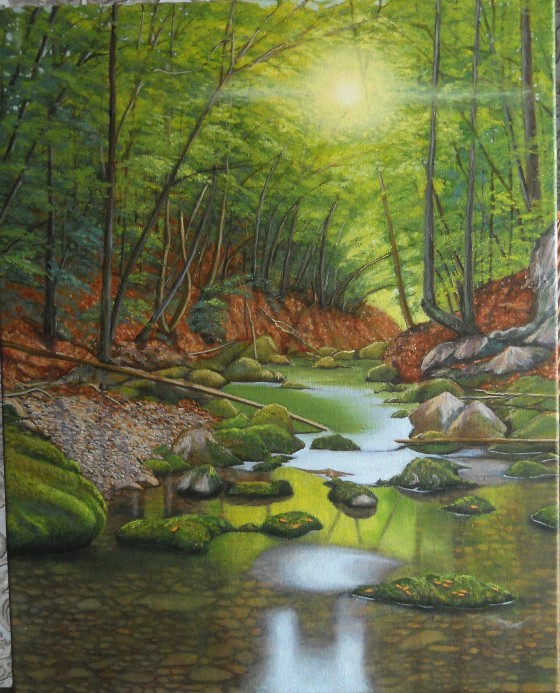 Painting маслом Горный ручей