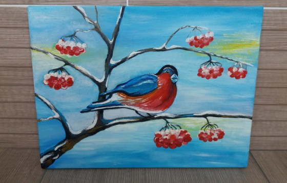 Painting маслом Картина маслом ,,Снегирь" 