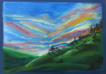 Painting пастелью Закат