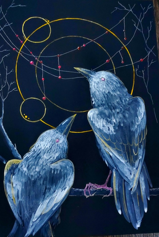Painting в смешанной технике Призрачные спутники