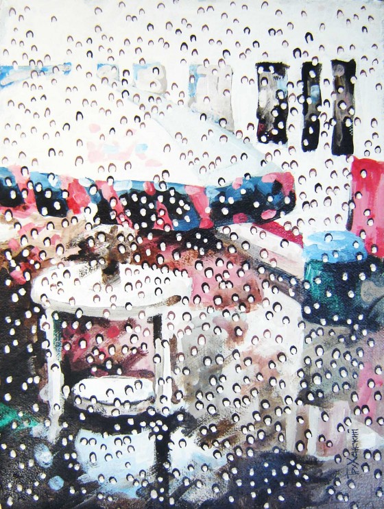 Painting акрилом Полное нежелание покидать кафе
