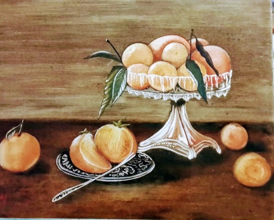 Painting маслом Хурма и апельсин