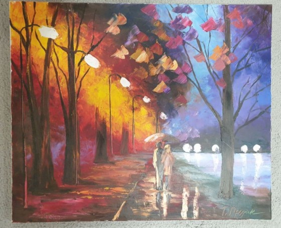 Painting маслом "Пара в осеннем парке"