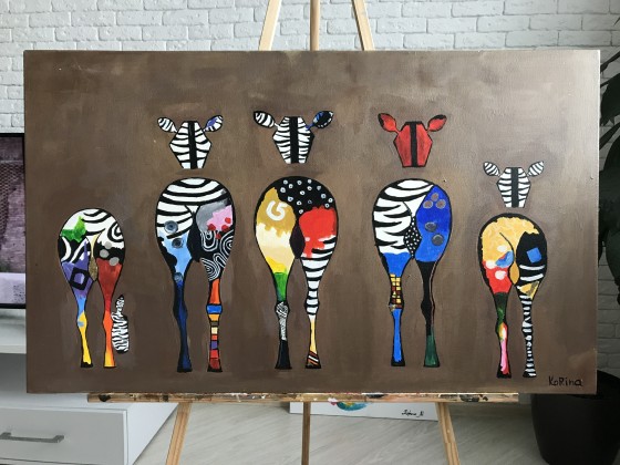 Painting акрилом Зебры 