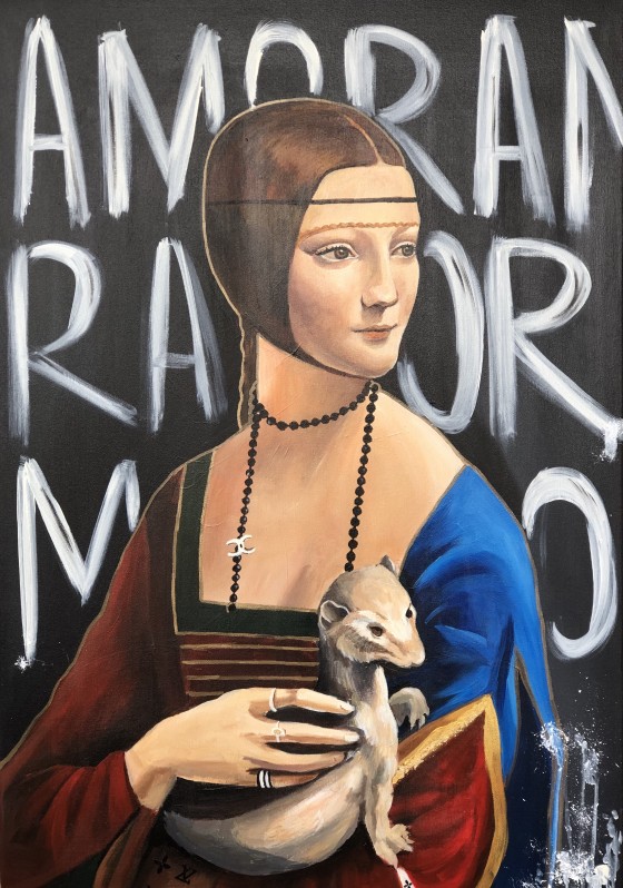 Painting акрилом Дама с горностаем 21 век 