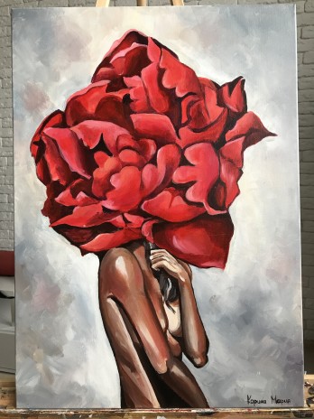 Painting акрилом Девушка-Роза 