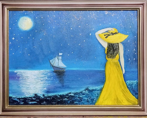 Painting маслом Слушая себя.