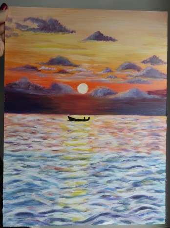 Painting акрилом Самотність у човні