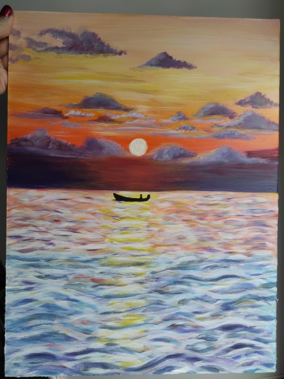 Painting акрилом Самотність у човні