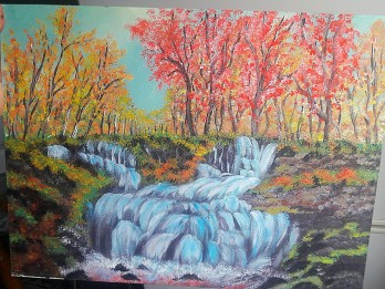 Painting акрилом Краса осіннього волоспаду
