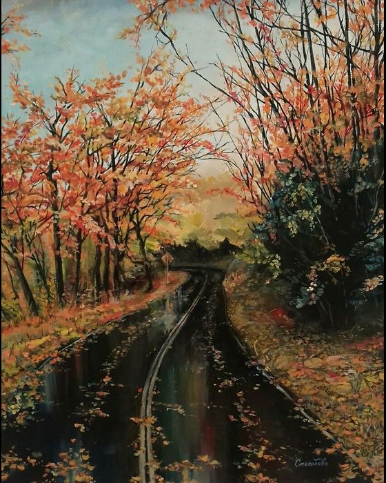 Painting маслом Осенний путь